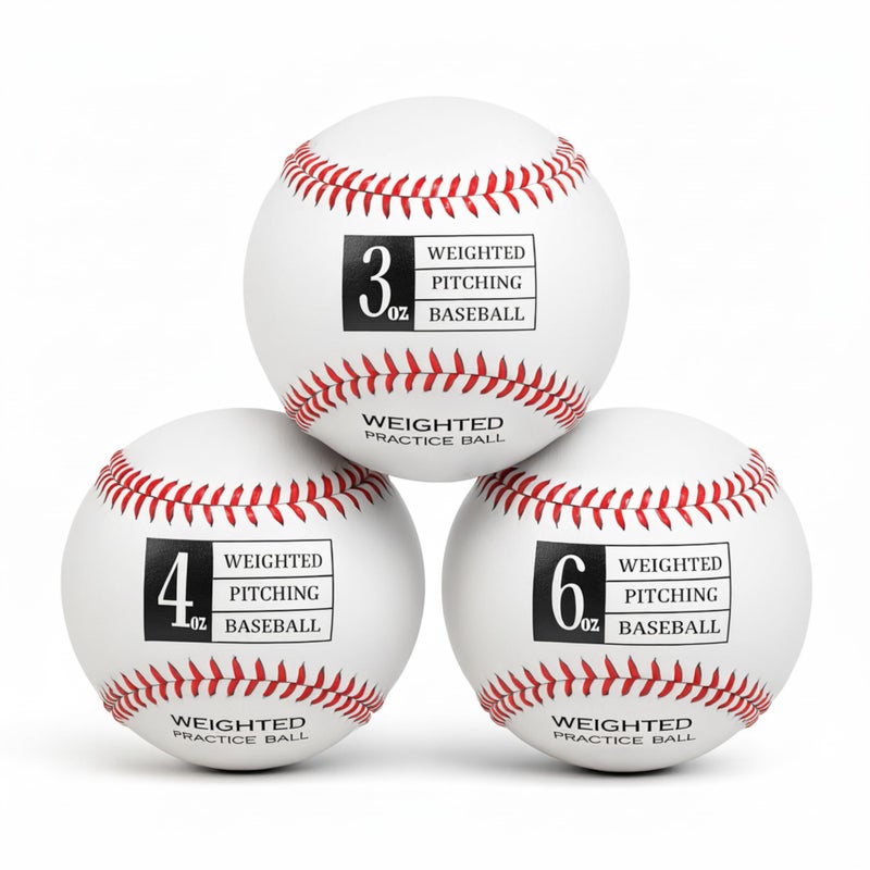 Thorza Weighted Baseballs for Pitching & Throwing Training - Velocity Building Balls for Hitting Practice & Strength Development - Youth to Pro, (3, 4, 6 Oz.) - Set of 3 - Image 1